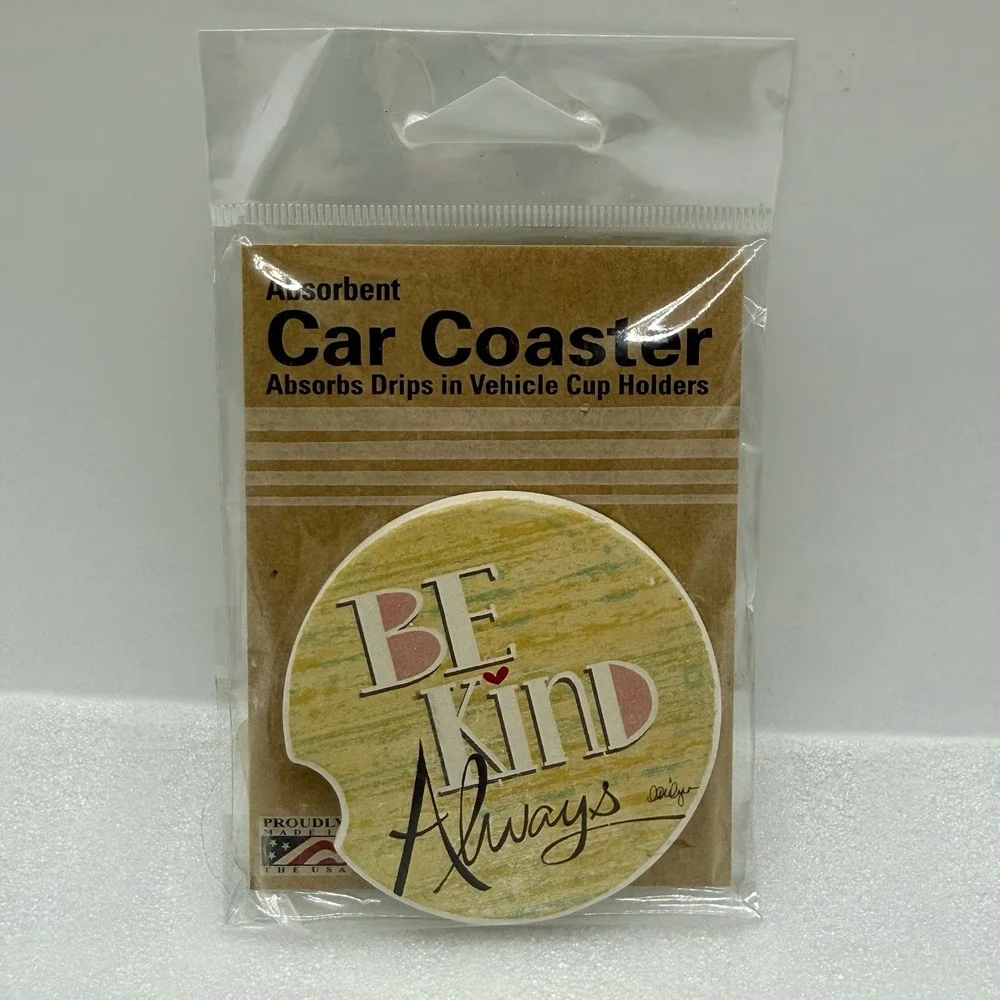 CounterArt Be Kind Always Absorbent Stoneware Car Coaster‎ Made in USA